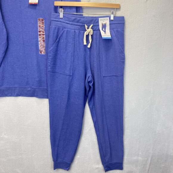 NWT Wildfox Soft Comfy Lounge Set Womens L/XL Blue Sweatshirt Jogger Casual Lot - Picture 2 of 15